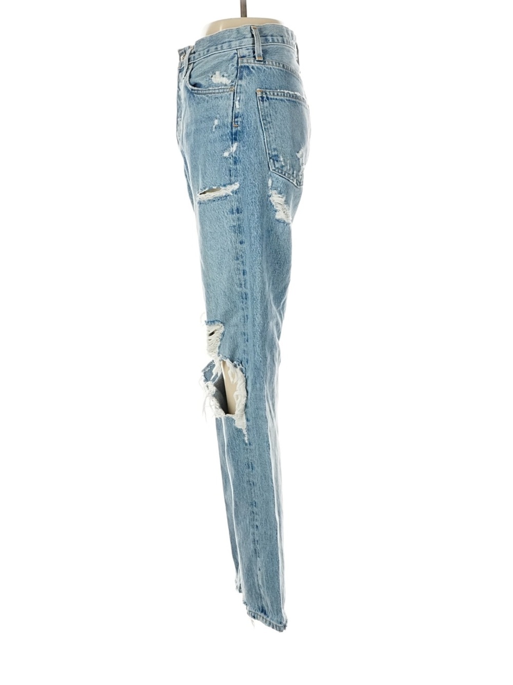 AGOLDE 90’s Jean 24 Light Wash Distressed Loose Straight Leg 100% Cotton - Picture 4 of 6